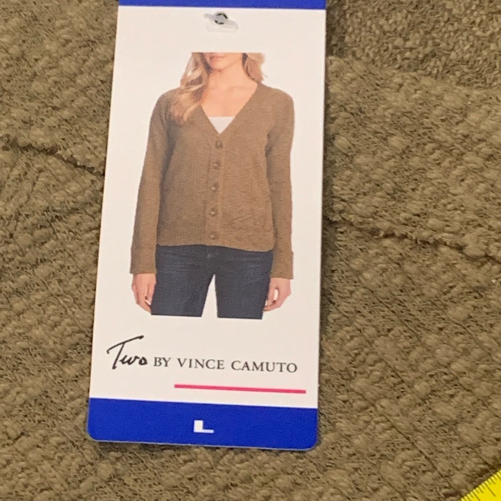 Two by Vince Camuto sweater cardigan women’s LARGE OLIVE GREEN NEW WITH Tags